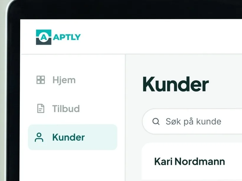Kundeoversikt i Aptly