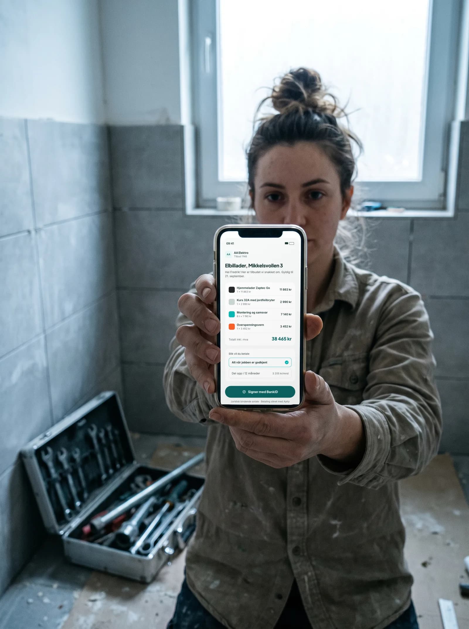 Kunden melder inn et avvik på badet fra mobilen