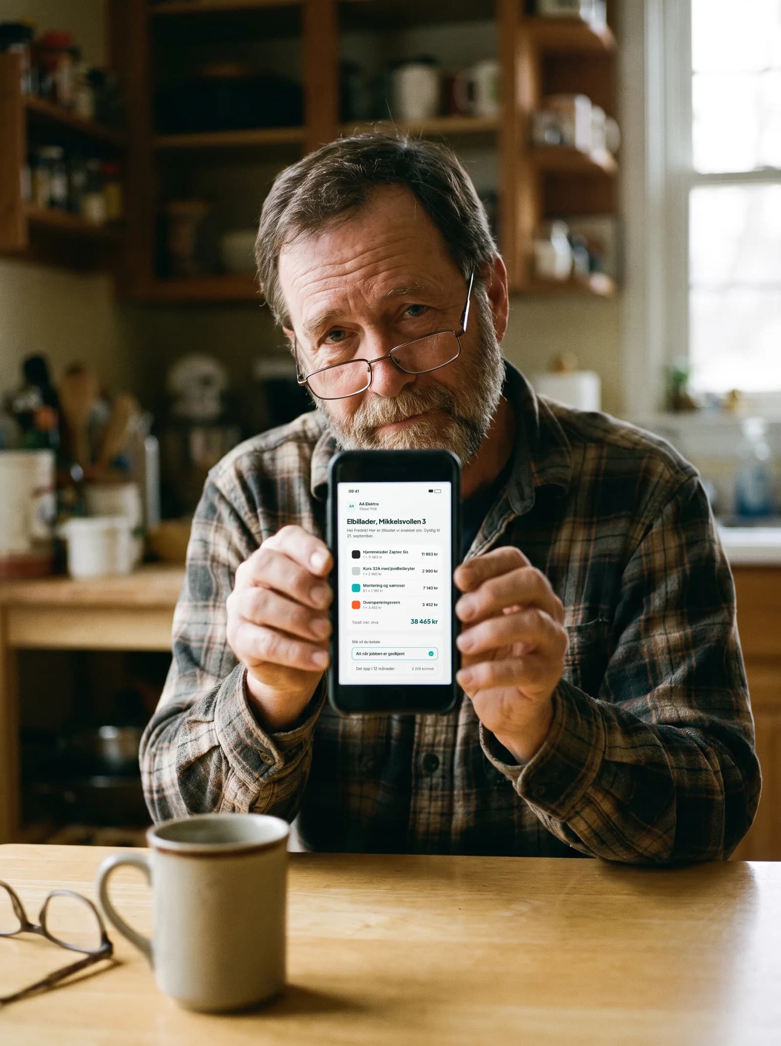 Kjøperen signerer tilvalgene på mobilen